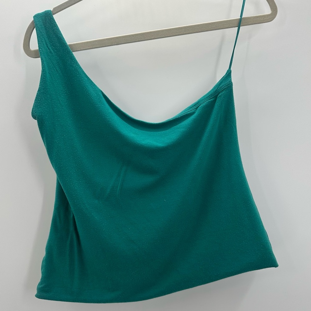 J Crew One-Shoulder Teal Women’s Tank Top Reimagined Y2K Modal Large - Picture 5 of 6